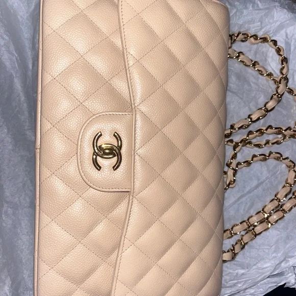 CHANEL Bags Chanel Beige Caviar Leather Jumbo Double Flap Classic Ghw Poshmark